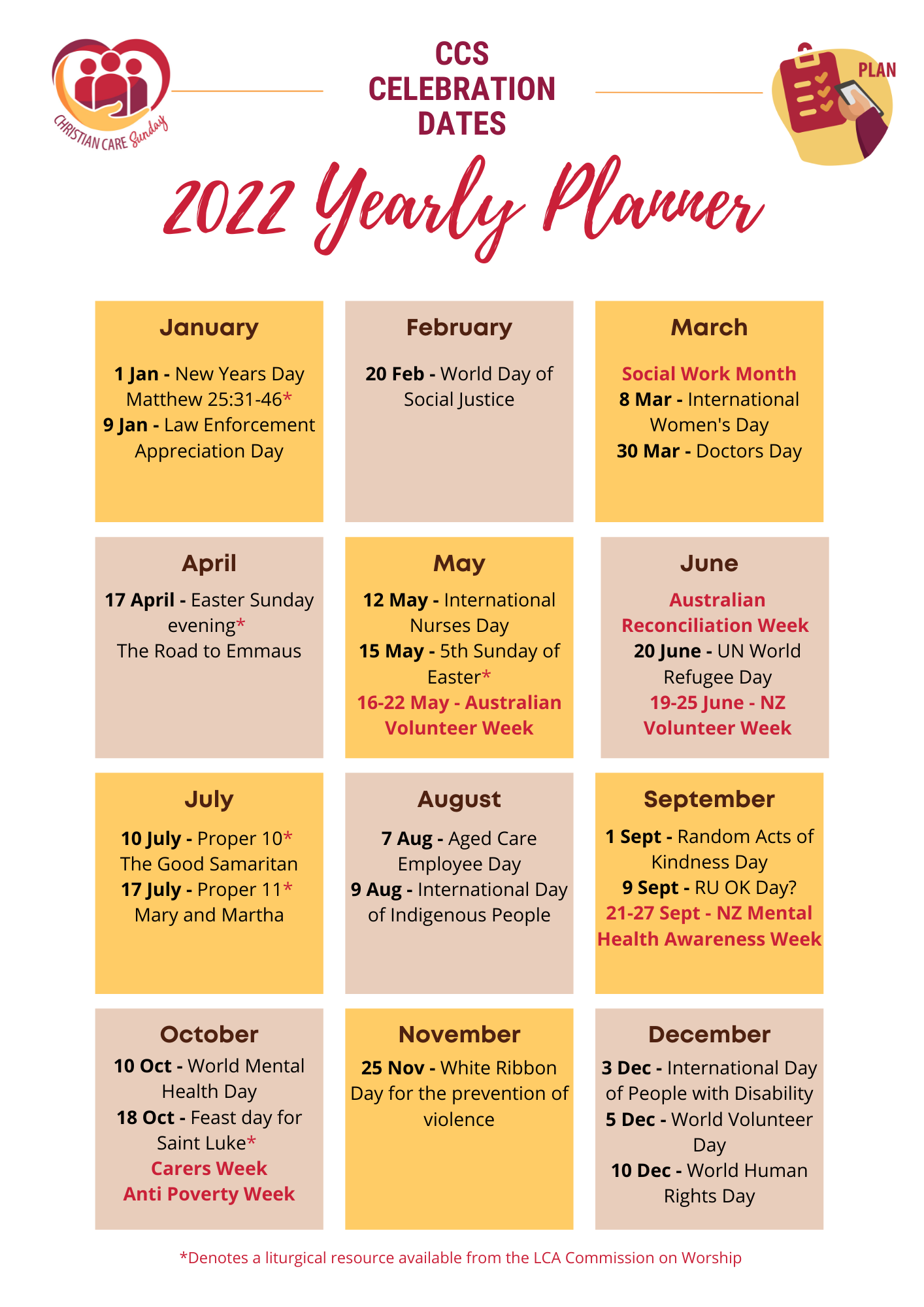 CCS 2022 Yearly Planner