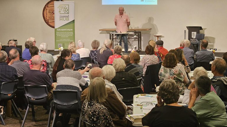 Pastor Noel Due leads the first session of 'Reading Revelation for Today'