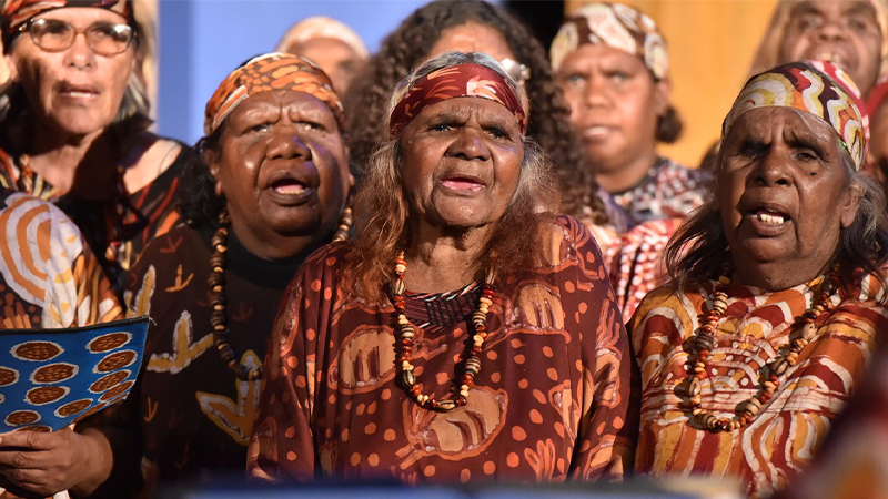 Daphne sings alongside other members of the Central Australian Aboriginal Women's Choir